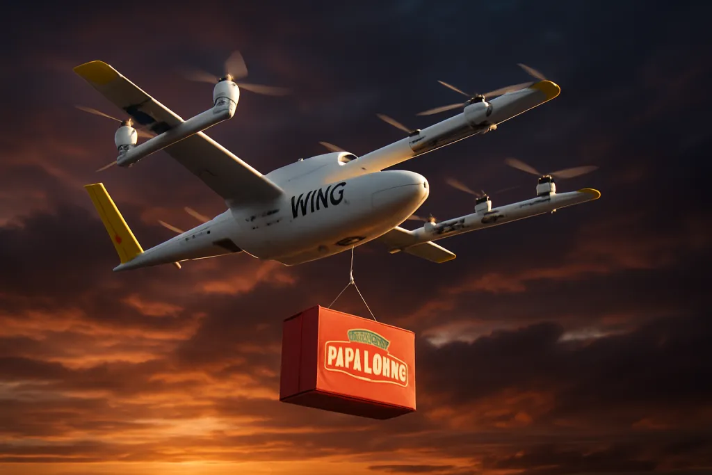 Alphabet amplía el reparto con drones de Wing junto a Papa Johns y acelera su apuesta logística aérea